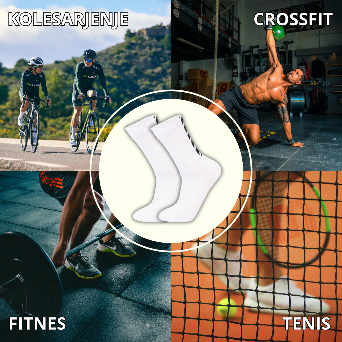 Športne nogavice PREMIUM ATHLETIC - Bele