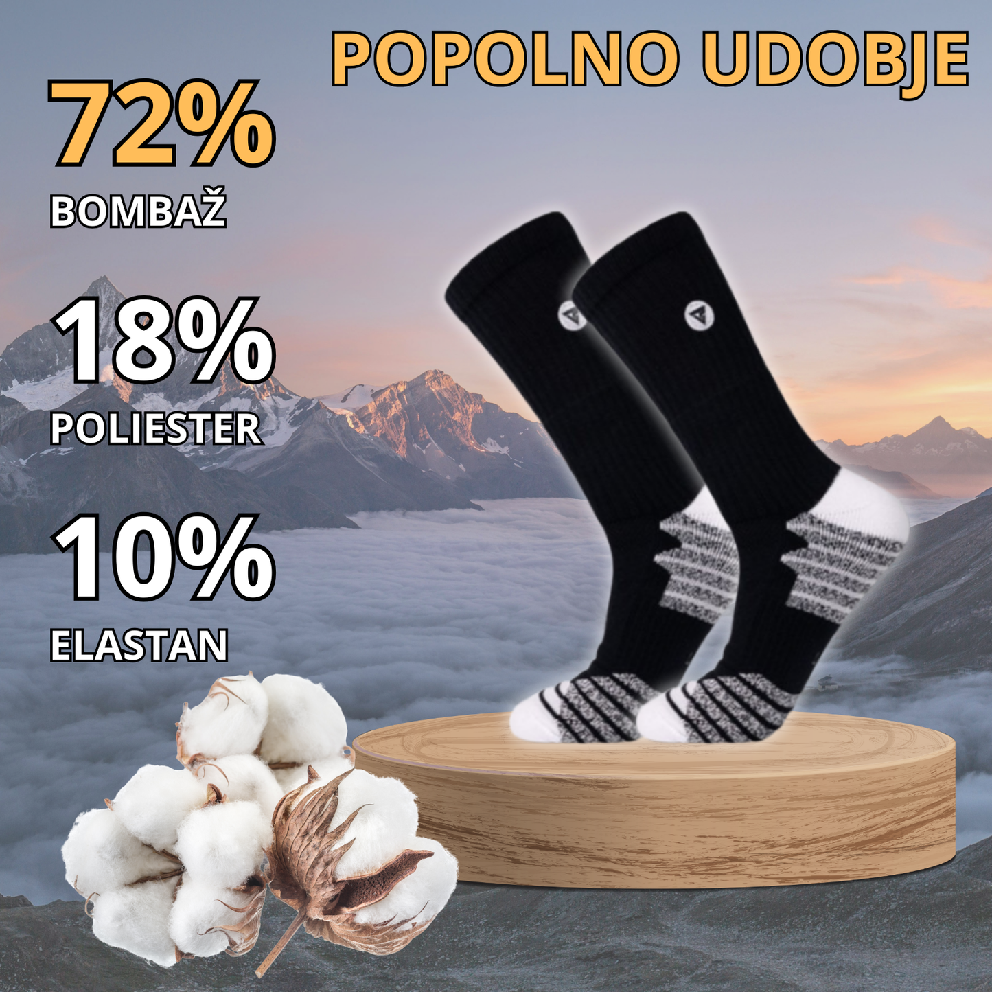 Visoke športne nogavice PERFORMANCE - Črne