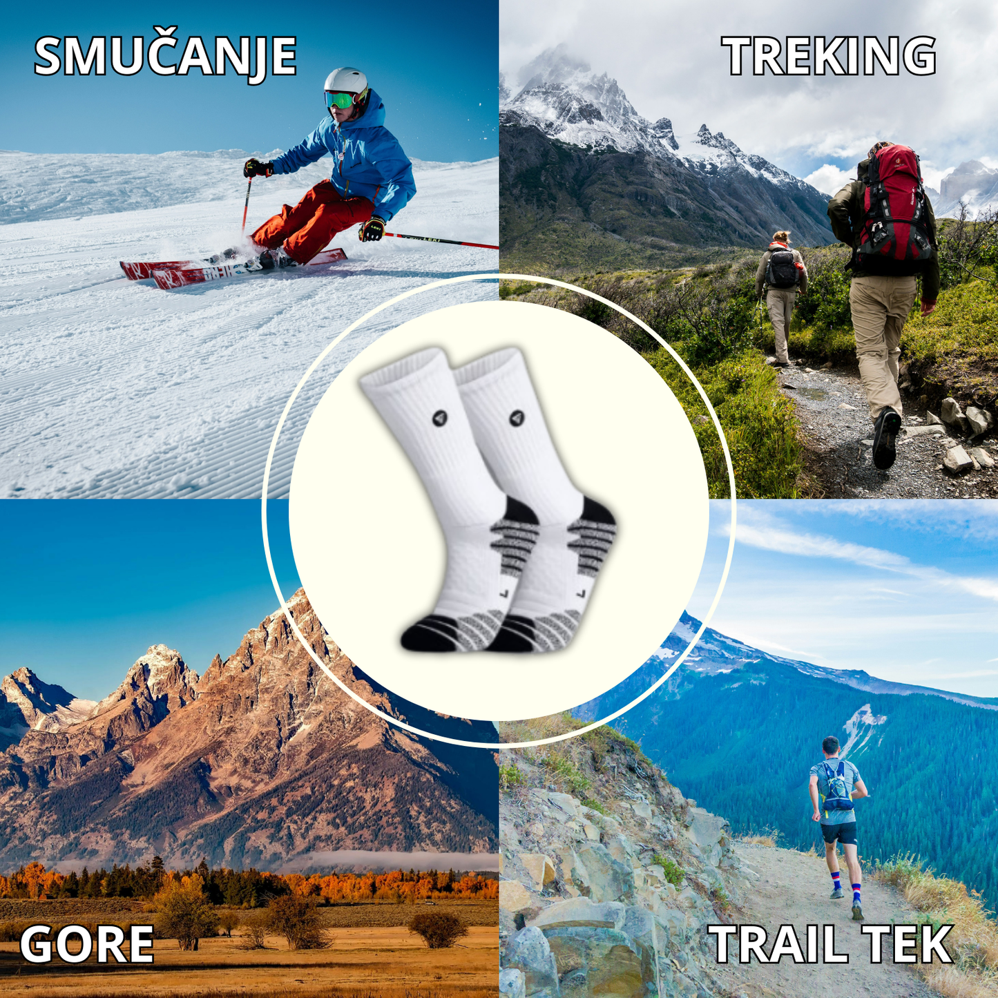 Visoke športne nogavice PERFORMANCE - Bele