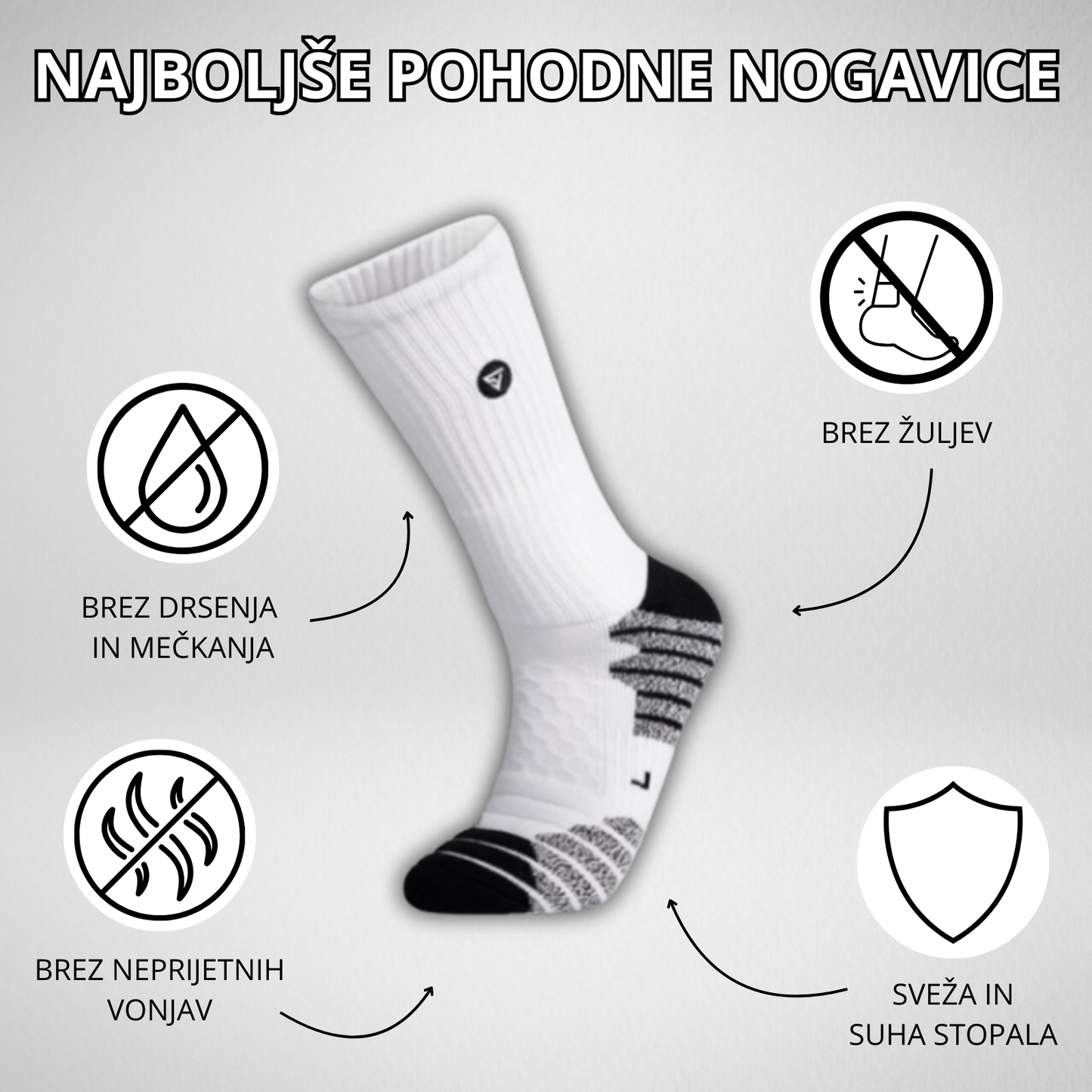 Visoke športne nogavice PERFORMANCE - Bele