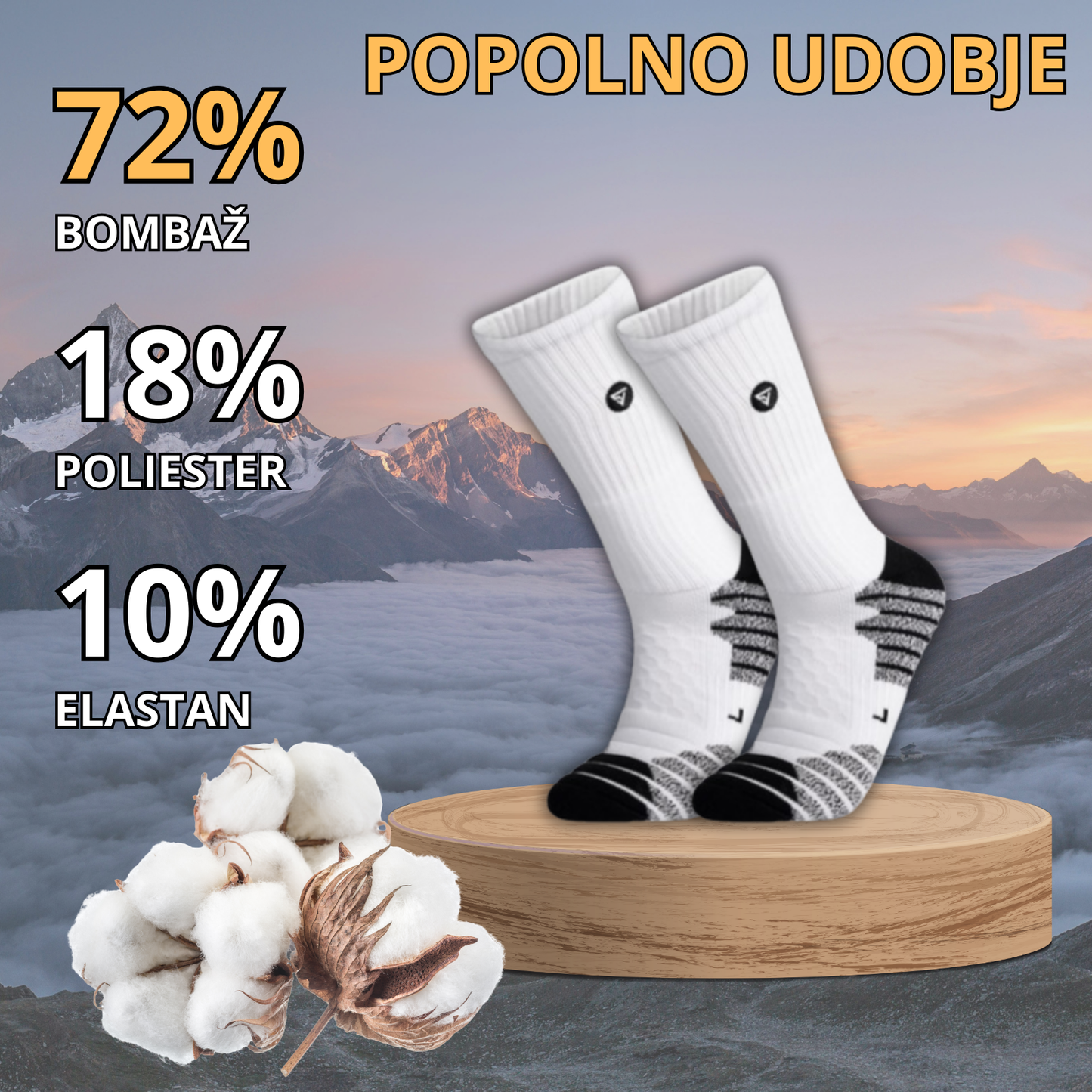 Visoke športne nogavice PERFORMANCE - Bele