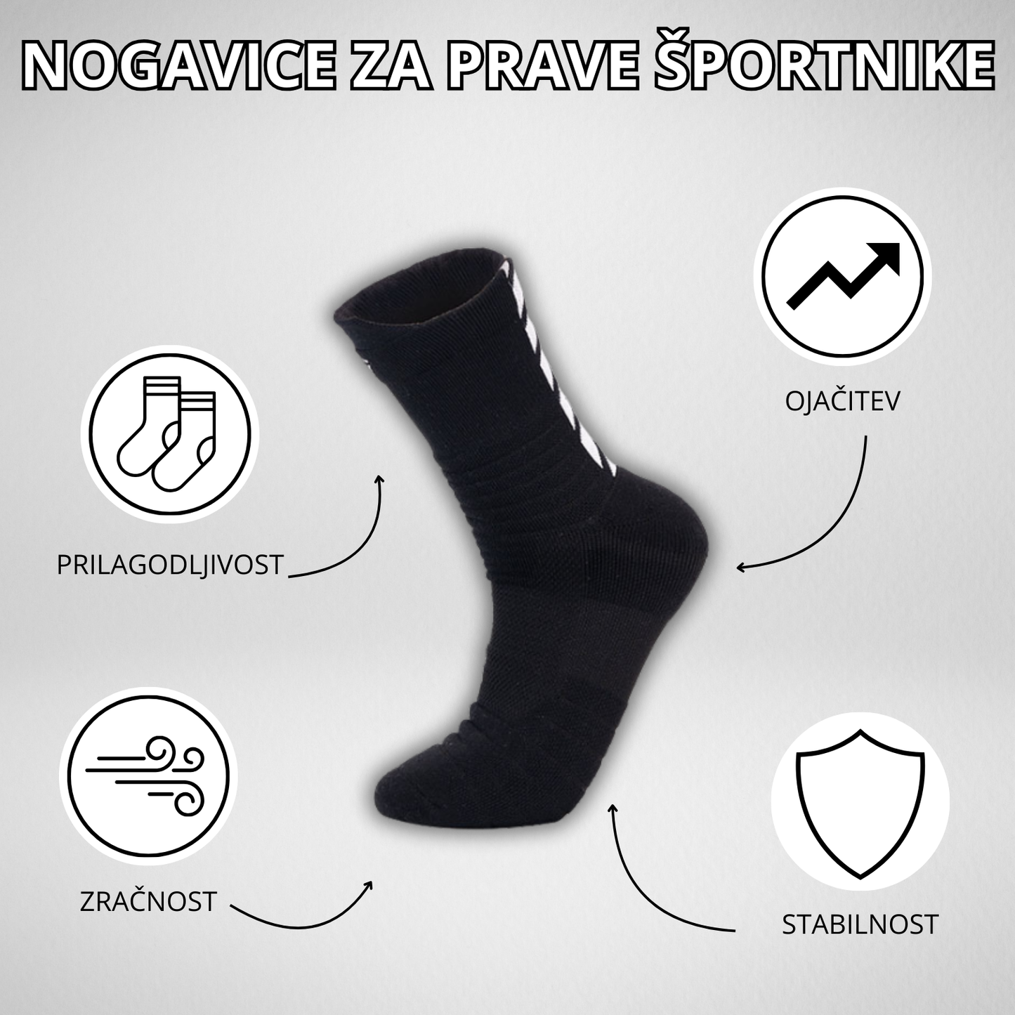Športne nogavice PREMIUM ATHLETIC - Črne