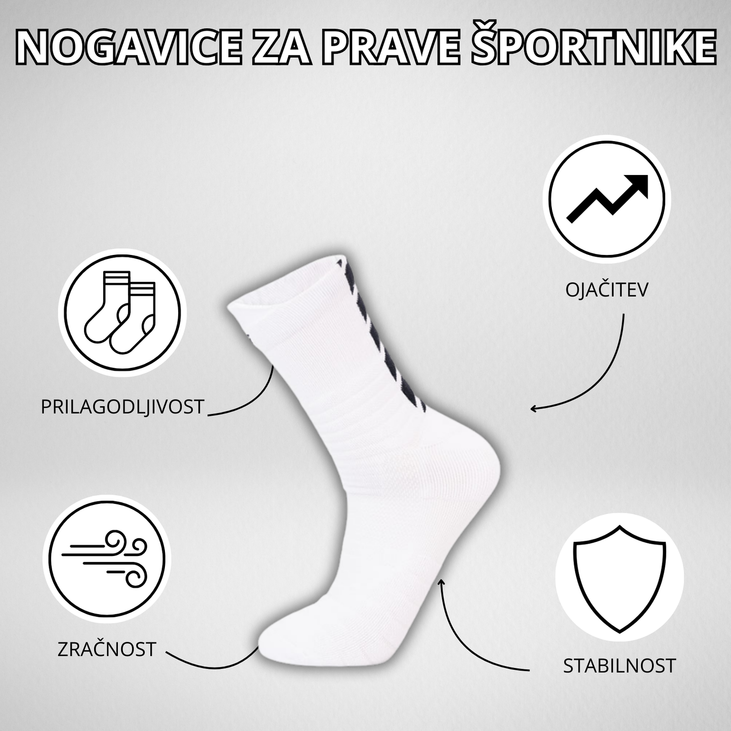Športne nogavice PREMIUM ATHLETIC - Bele