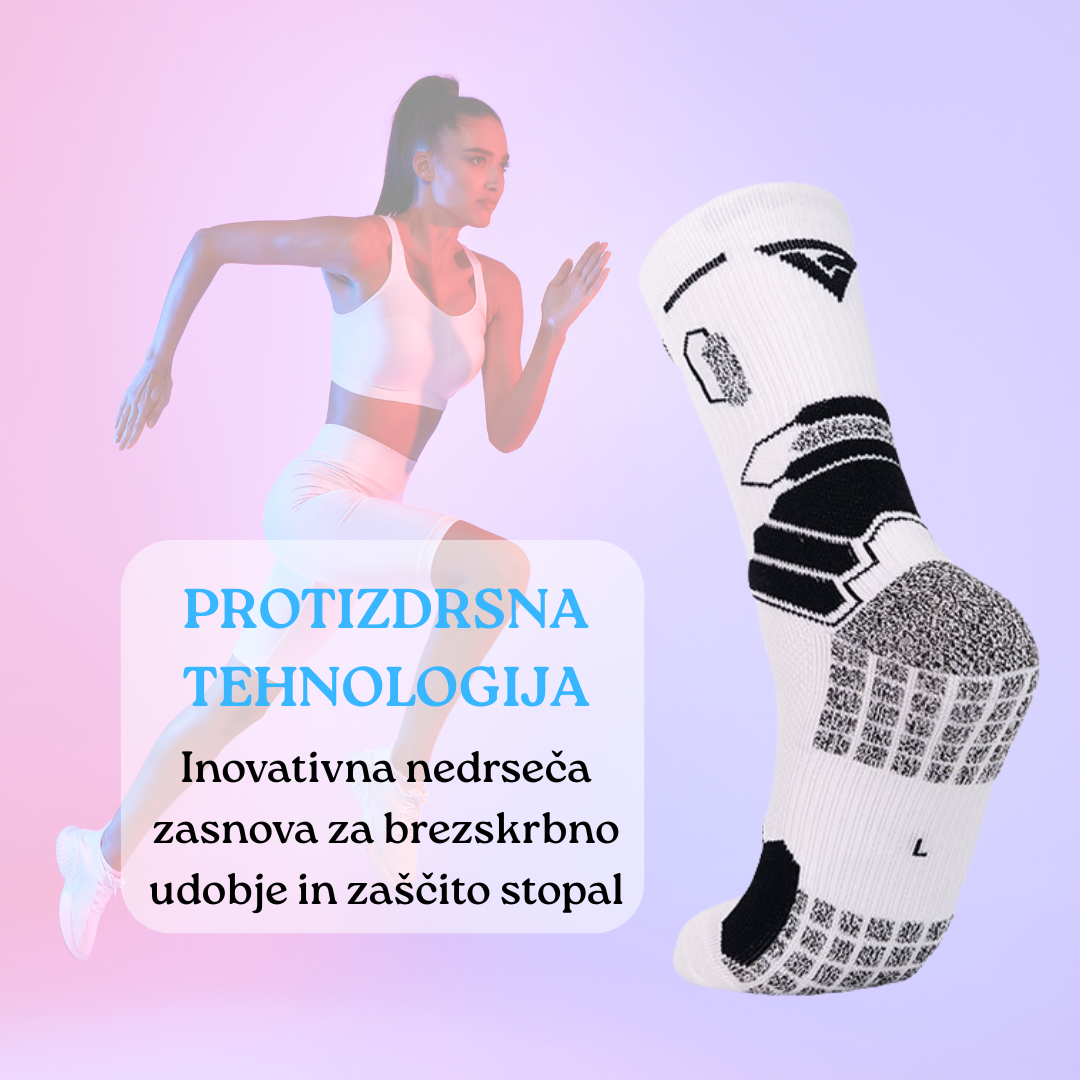 VincerePro protizdrsne nogavice PREMIUM GRIP bele za stabilnost in oprijem